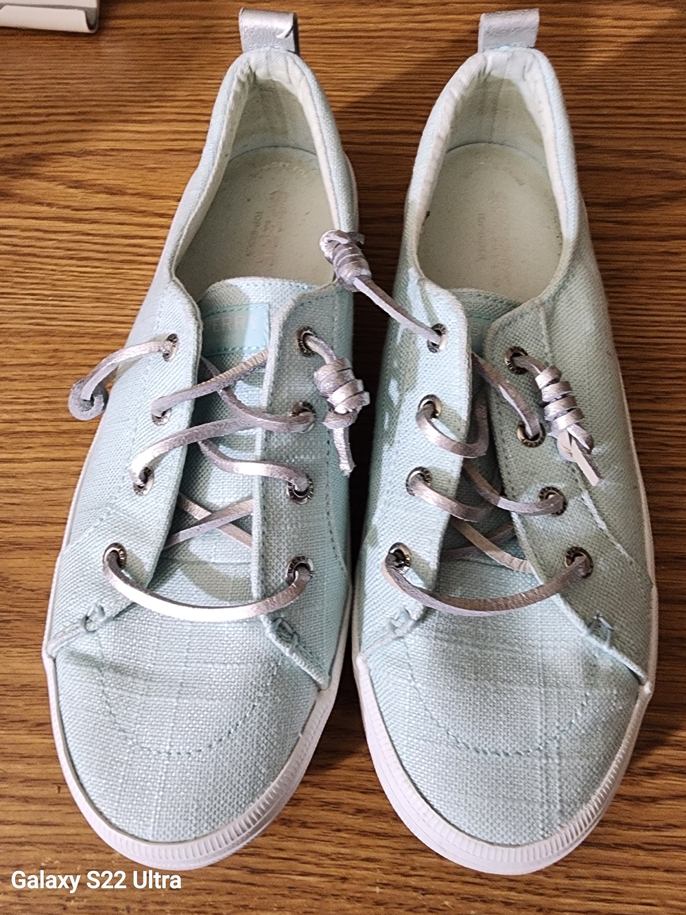 Sperry Women's Mint Canvas Sneakers with Silver Laces